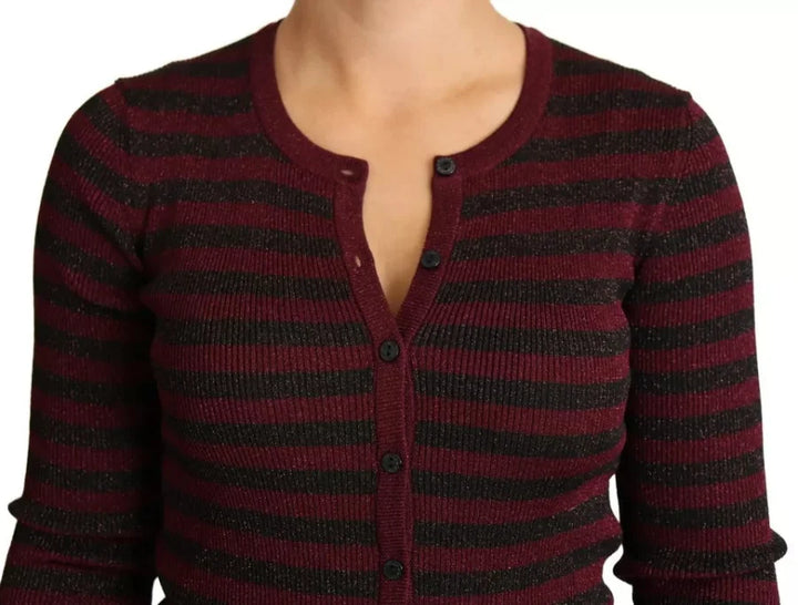 Dolce &amp; Gabbana Black Red Striped Womens Cardigan Sweater