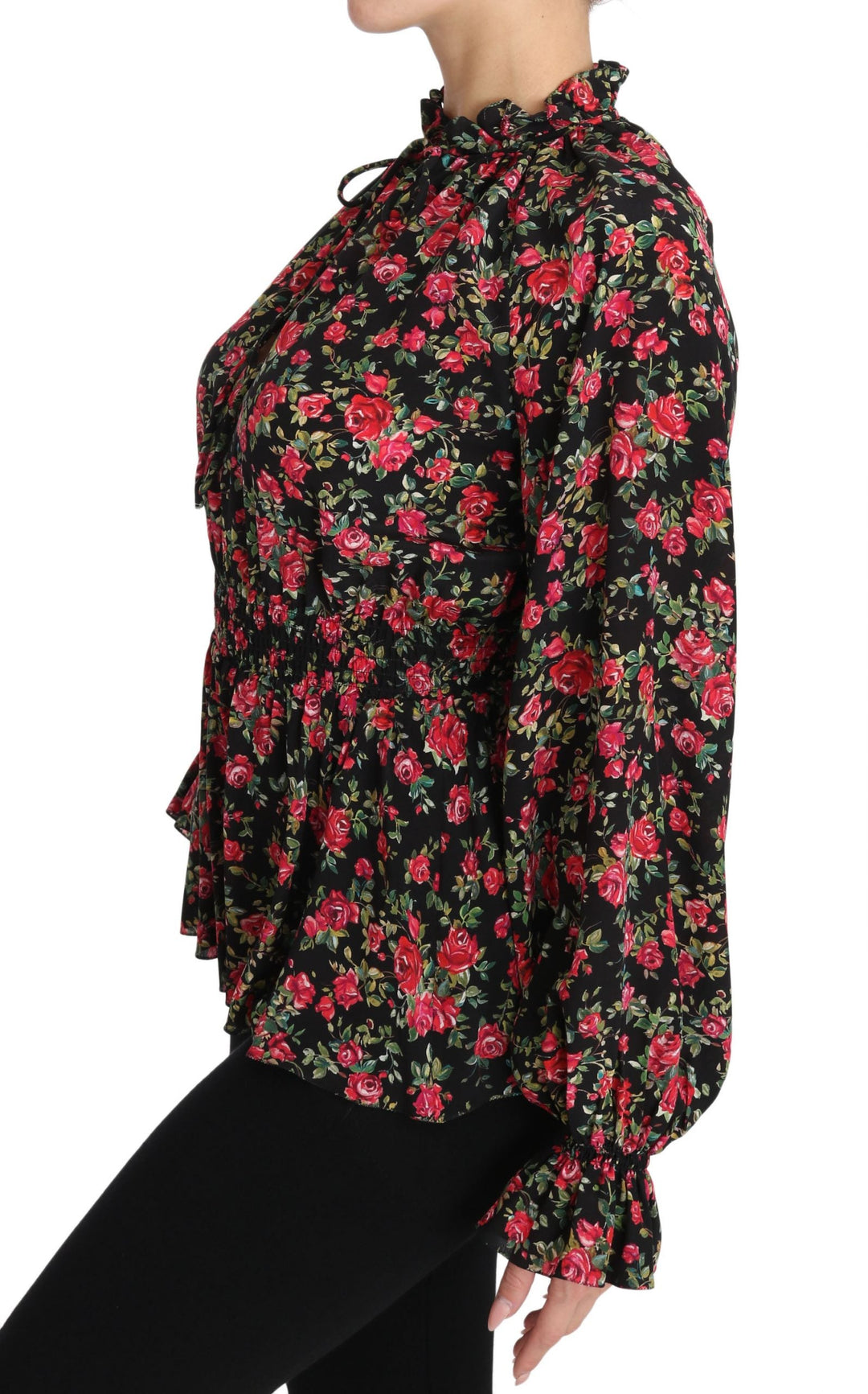 Dolce &amp; Gabbana Blouses - Women’s Black Rose Print Floral Shirt Top Blouse