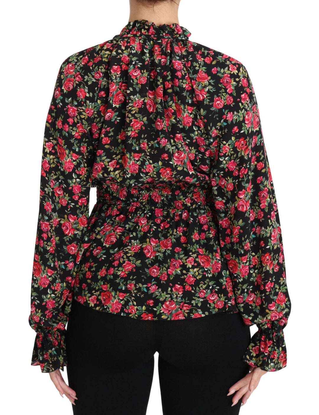 Dolce &amp; Gabbana Blouses - Women’s Black Rose Print Floral Shirt Top Blouse
