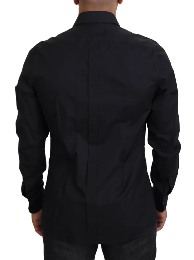 Dolce &amp; Gabbana Black Roses Slim Fit Cotton Shirt