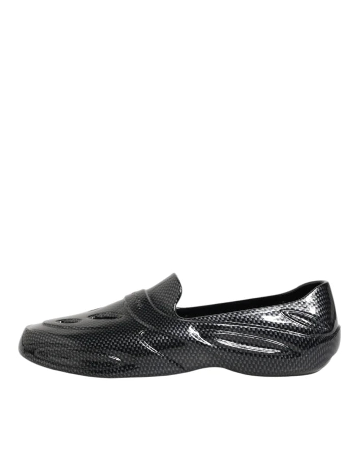 Dolce &amp; Gabbana Black Rubber Slides Low Top Sneakers Shoes