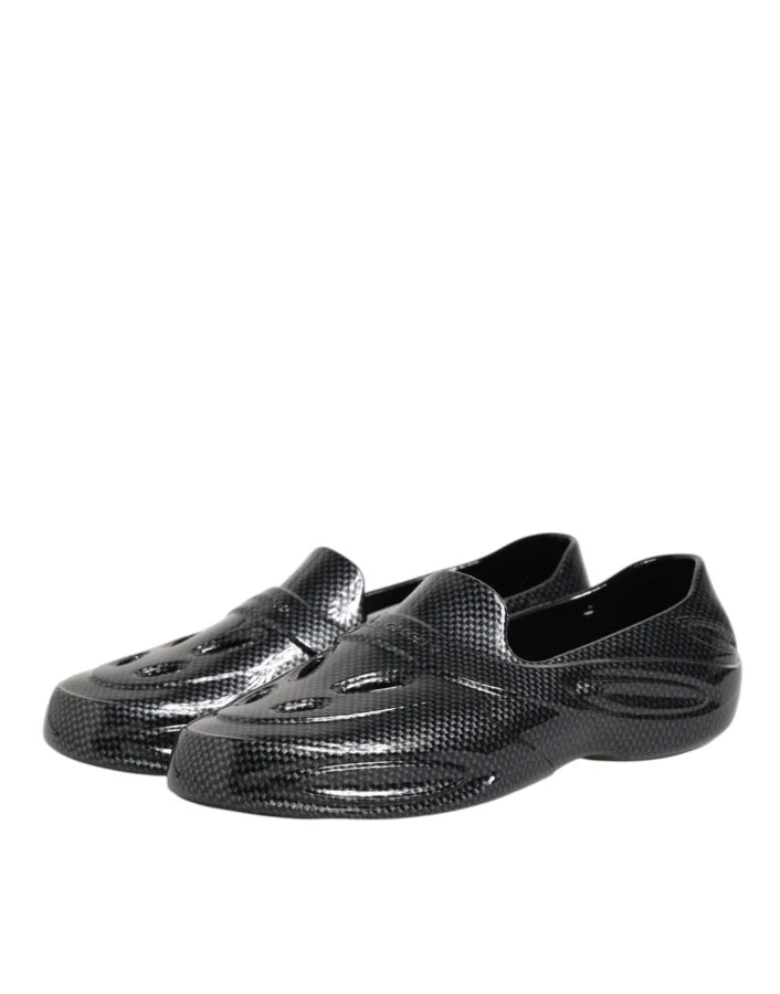Dolce &amp; Gabbana Black Rubber Slides Low Top Sneakers Shoes