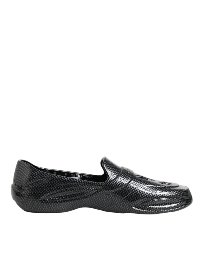 Dolce &amp; Gabbana Black Rubber Slides Low Top Sneakers Shoes