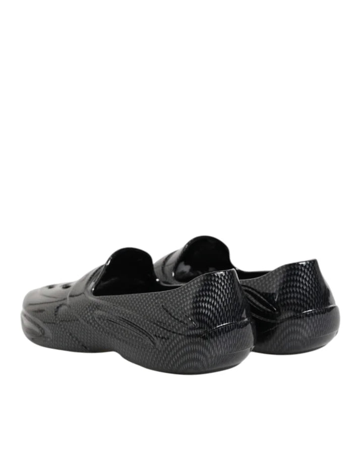 Dolce &amp; Gabbana Black Rubber Slides Low Top Sneakers Shoes