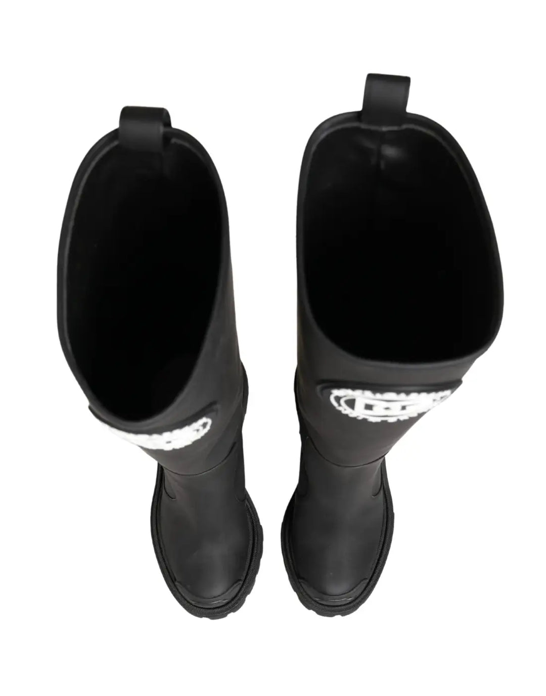 Dolce &amp; Gabbana Black Rubberised Leather High Boots Shoes