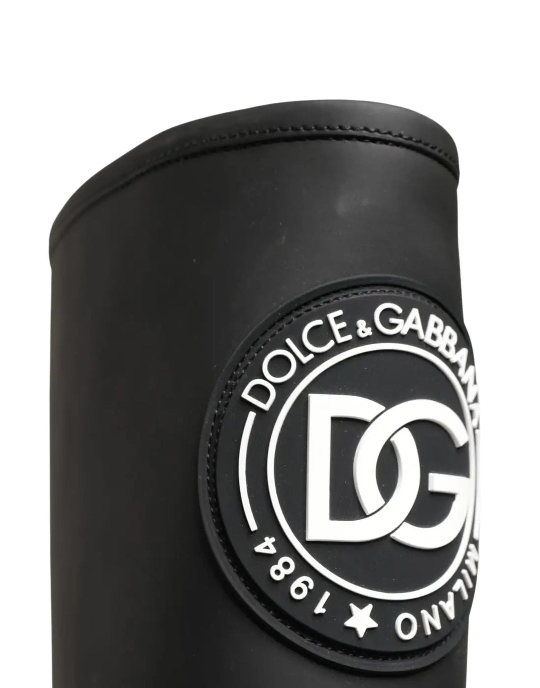 Dolce &amp; Gabbana Black Rubberised Leather High Boots Shoes