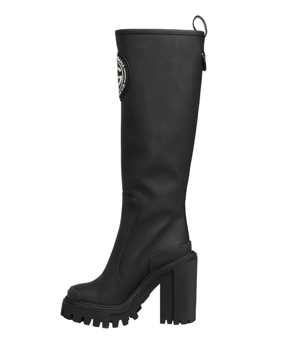 Dolce &amp; Gabbana Black Rubberised Leather High Boots Shoes