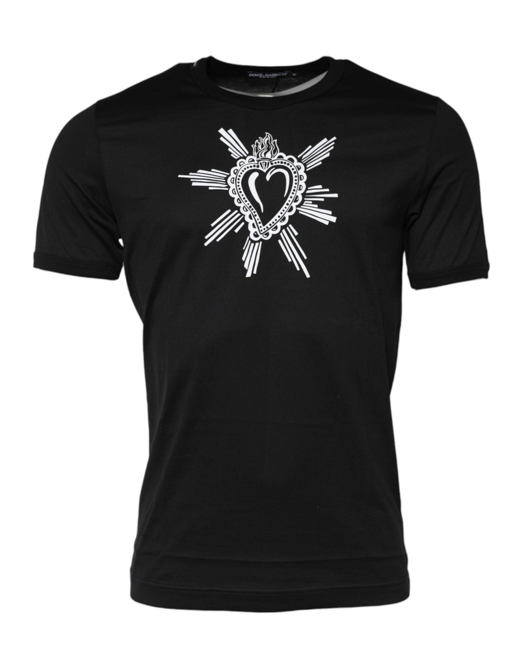 Dolce &amp; Gabbana Black Sacred Heart Cotton Crew Neck T-shirt