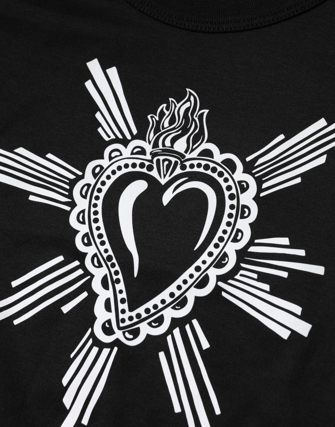 Dolce &amp; Gabbana Black Sacred Heart Cotton Crew Neck T-shirt