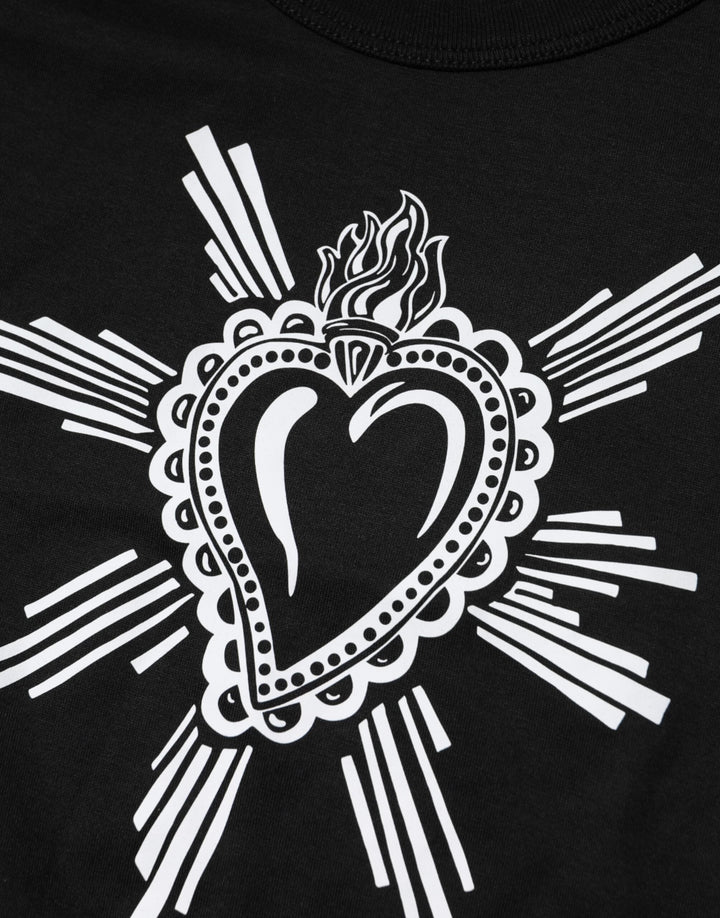 Dolce &amp; Gabbana Black Sacred Heart Cotton Crew Neck T-shirt