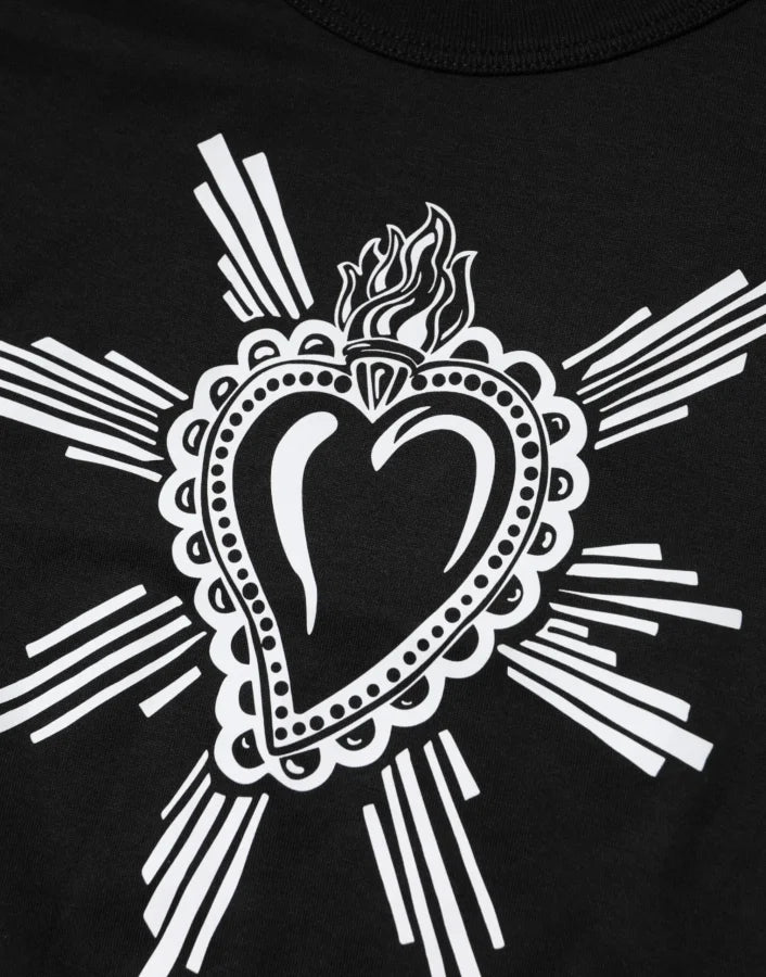 Dolce &amp; Gabbana Black Sacred Heart Cotton Crew Neck T-shirt