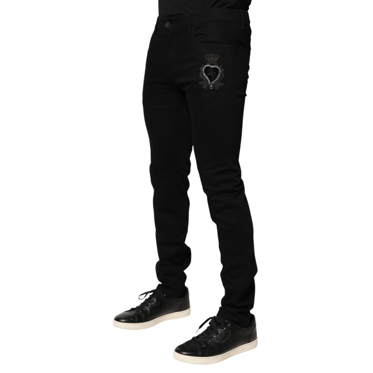 Dolce and Gabbana Black Sacred Heart Skinny Jeans for Men &
