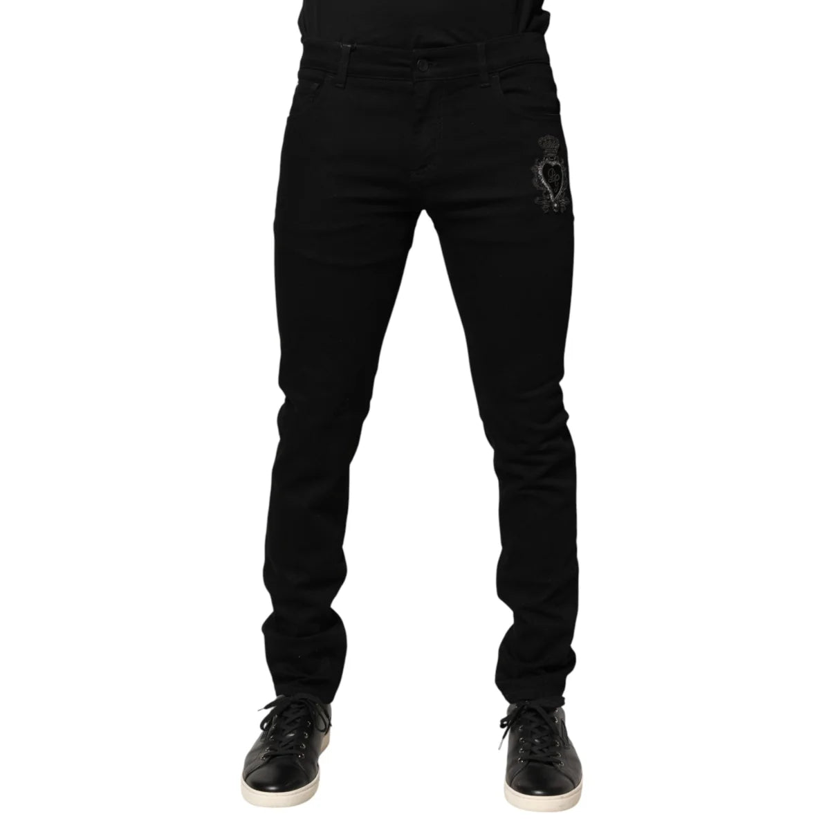 Dolce and Gabbana Black Sacred Heart Skinny Jeans for Men &