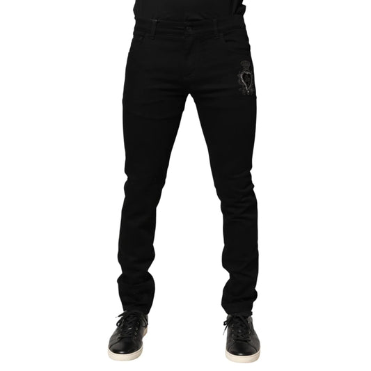 Dolce and Gabbana Black Sacred Heart Skinny Jeans for Men &