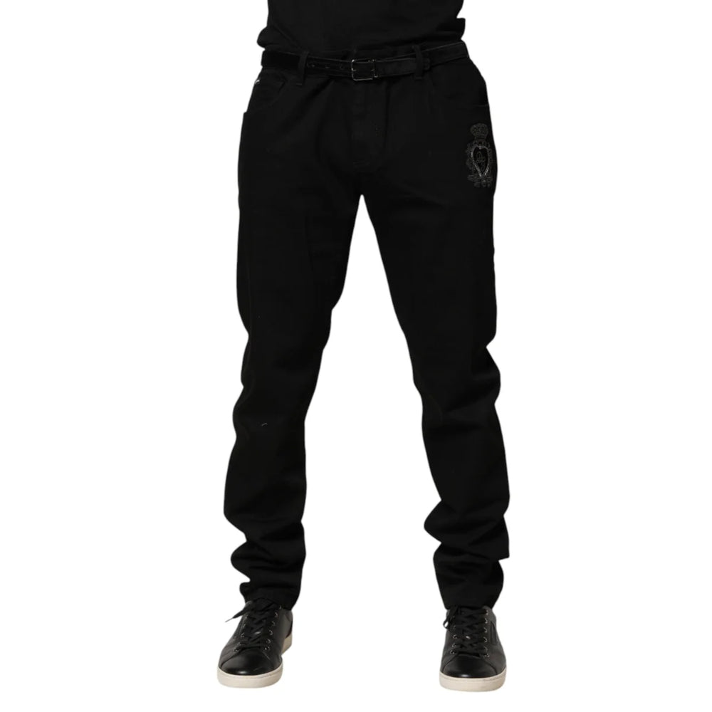 Dolce & Gabbana Black Sacred Heart Skinny Men Denim Jeans