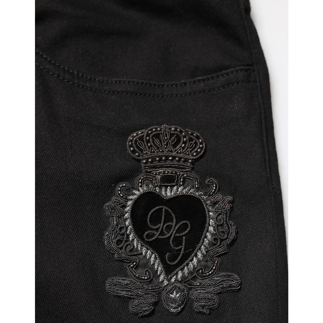 Dolce &amp; Gabbana Black Sacred Heart Skinny Men Denim Jeans