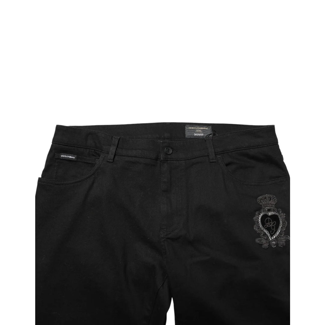 Dolce &amp; Gabbana Black Sacred Heart Skinny Men Denim Jeans