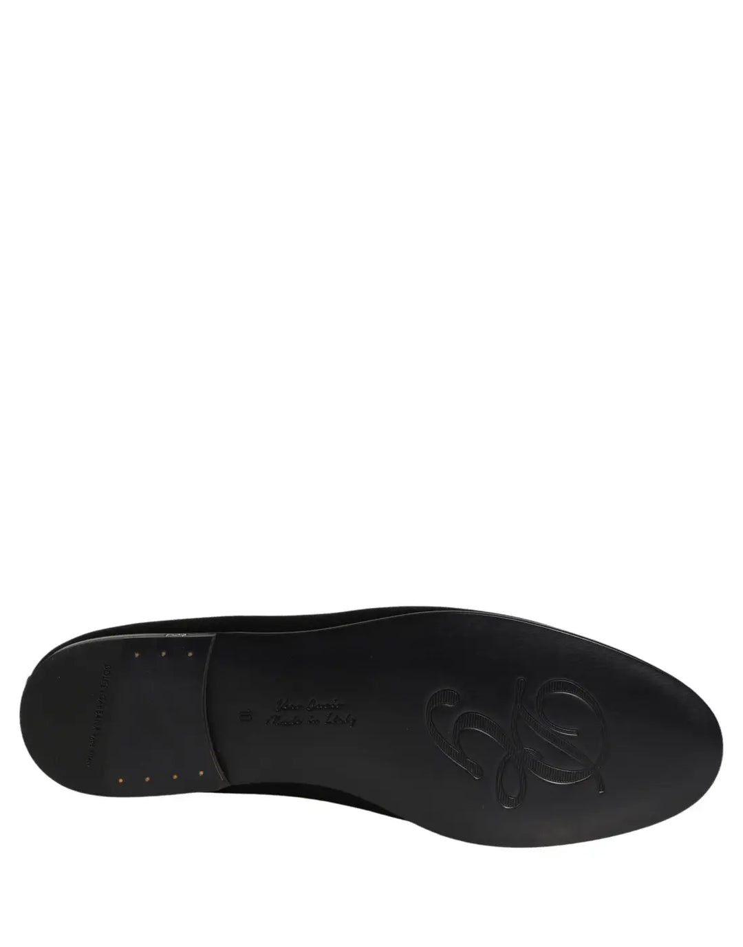 Dolce &amp; Gabbana Black Satin Logo Slip On Flats Loafers Shoes