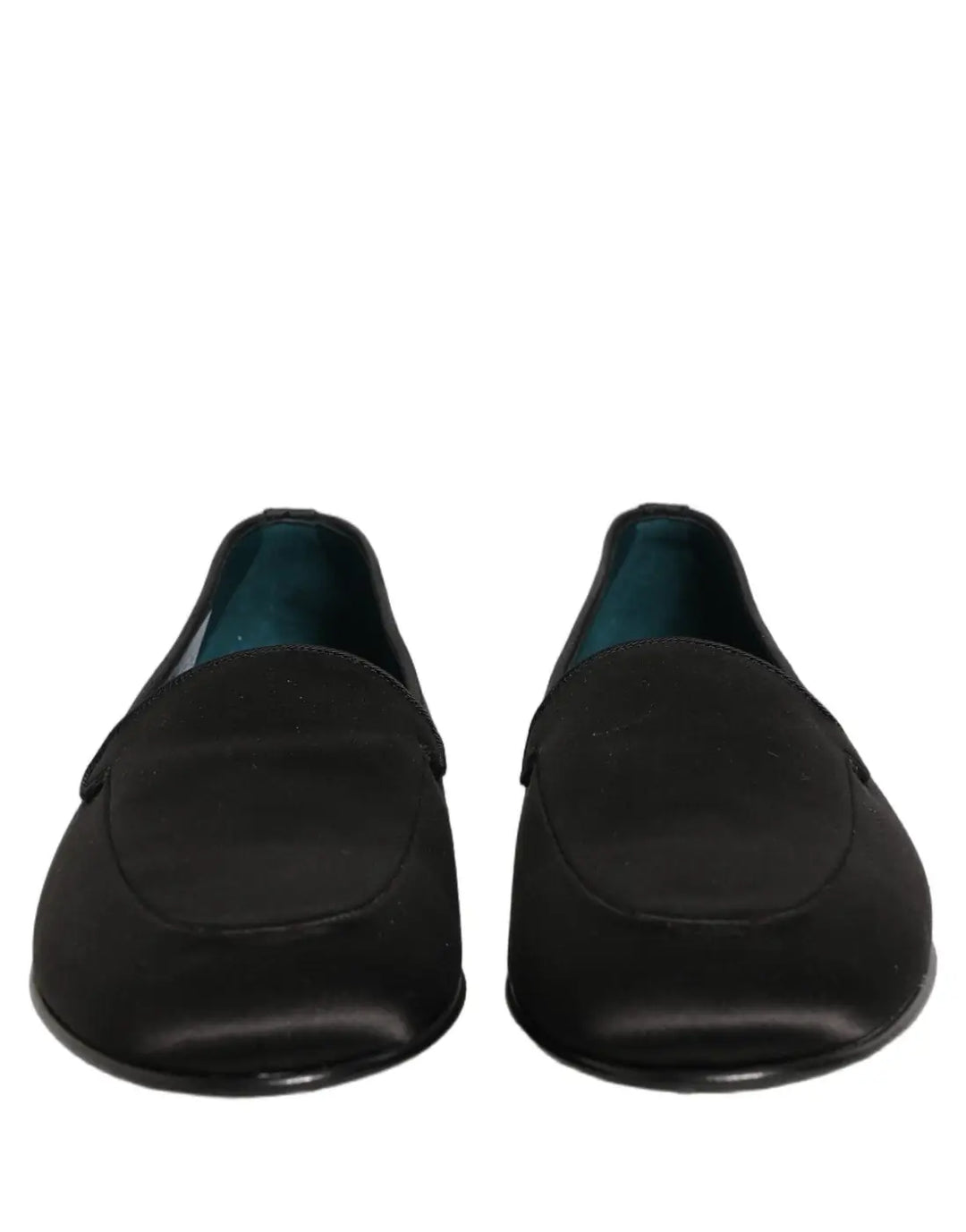 Dolce &amp; Gabbana Black Satin Logo Slip On Flats Loafers Shoes