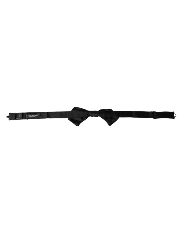 Dolce &amp; Gabbana Black Satin Silk Adjustable Neck Men Bow Tie
