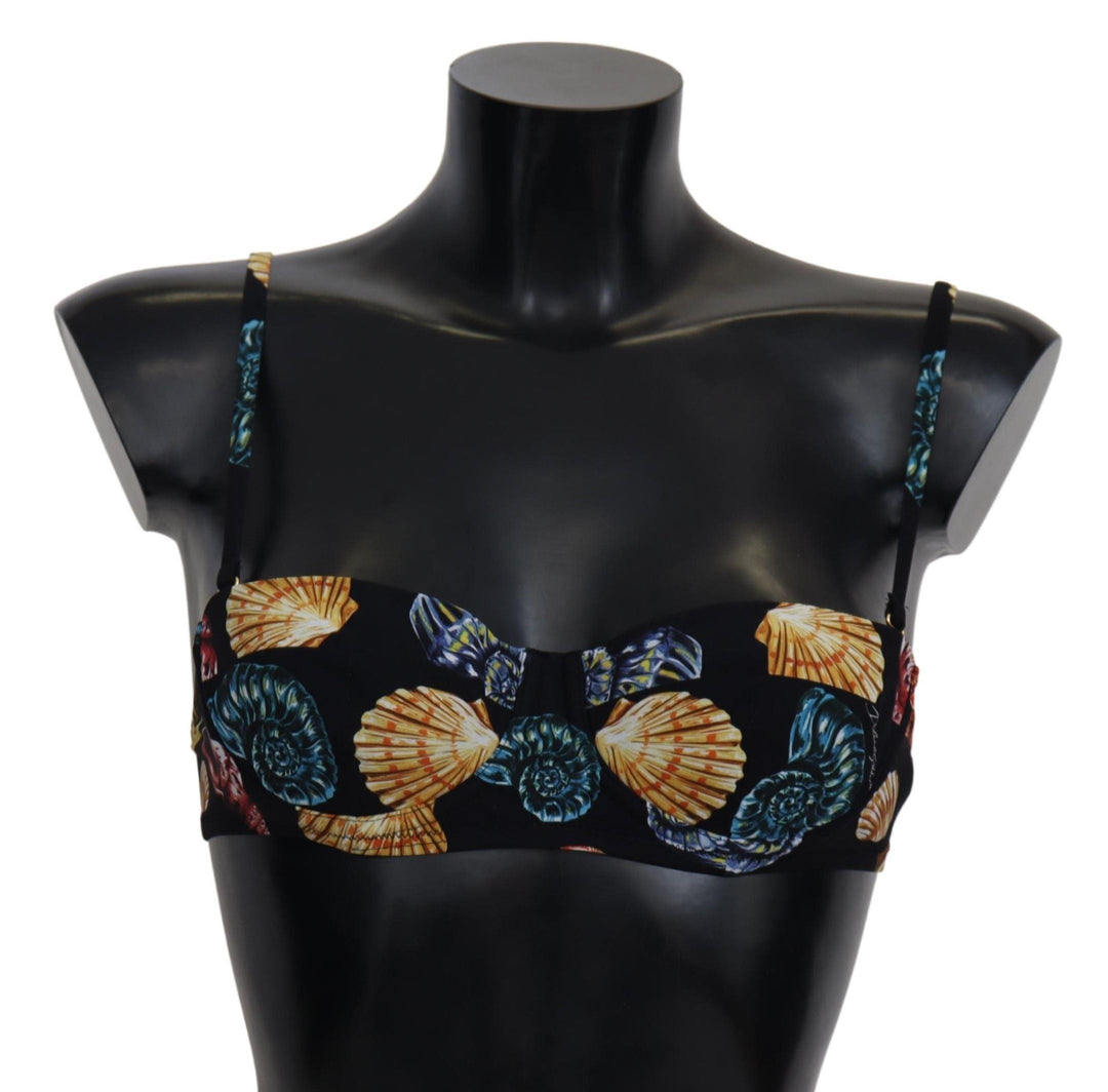 Dolce &amp; Gabbana Black Seashells Print Women Swimwear Bikini Tops - Women’s