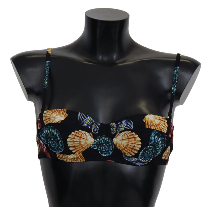 Dolce &amp; Gabbana Black Seashells Print Women Swimwear Bikini Tops - Women’s