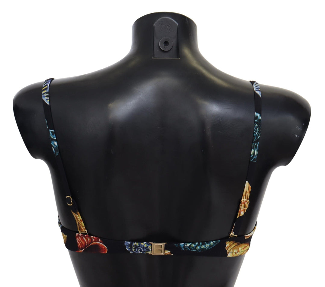 Dolce &amp; Gabbana Black Seashells Print Women Swimwear Bikini Tops - Women’s