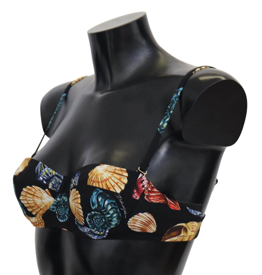 Dolce &amp; Gabbana Black Seashells Print Women Swimwear Bikini Tops - Women’s