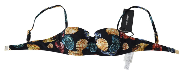 Dolce &amp; Gabbana Black Seashells Print Women Swimwear Bikini Tops - Women’s
