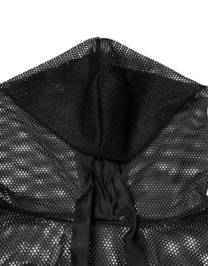 Dolce &amp; Gabbana Black See Through Hooded Pullover Sweater