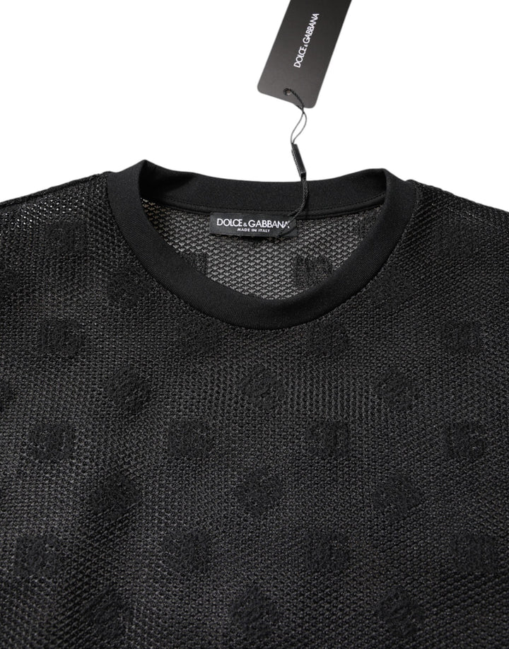 Dolce &amp; Gabbana Black See Through Logo Short Sleeves T-shirt