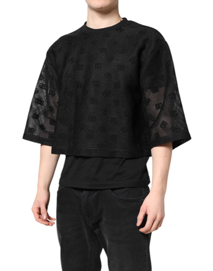 Dolce &amp; Gabbana Black See Through Logo Short Sleeves T-shirt
