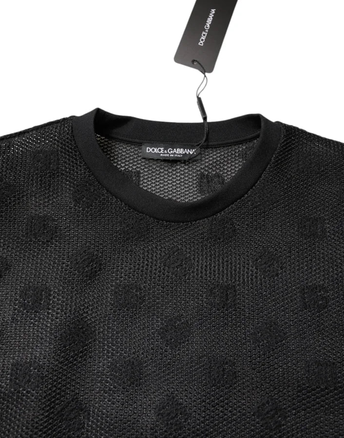 Dolce &amp; Gabbana Black See Through Logo Short Sleeves T-shirt