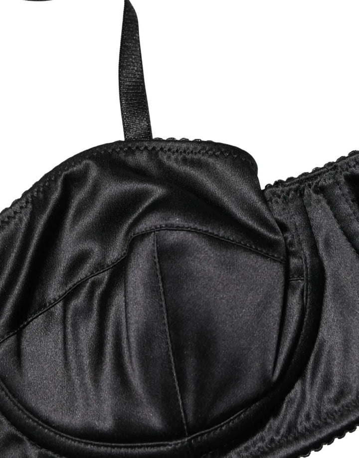 Dolce &amp; Gabbana Black Semi-Pad Underwire Balconette Bra Underwear