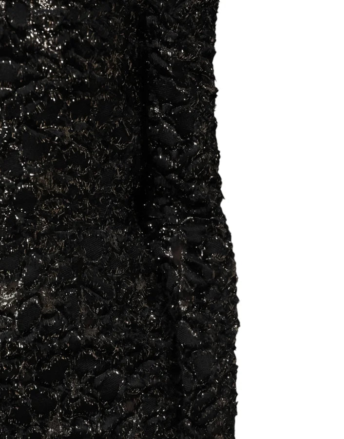 Dolce &amp; Gabbana Black Sequin Bouclé Tweed Sheath Dress