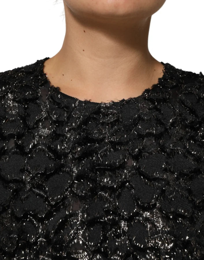 Dolce &amp; Gabbana Black Sequin Bouclé Tweed Sheath Dress