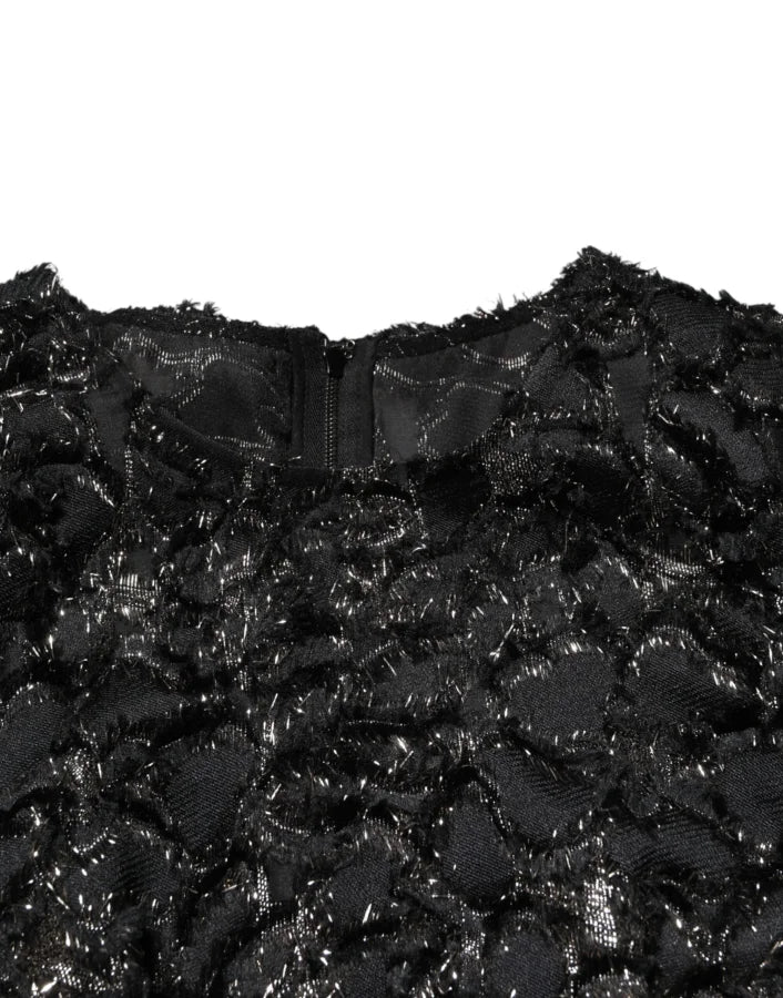 Dolce &amp; Gabbana Black Sequin Bouclé Tweed Sheath Dress