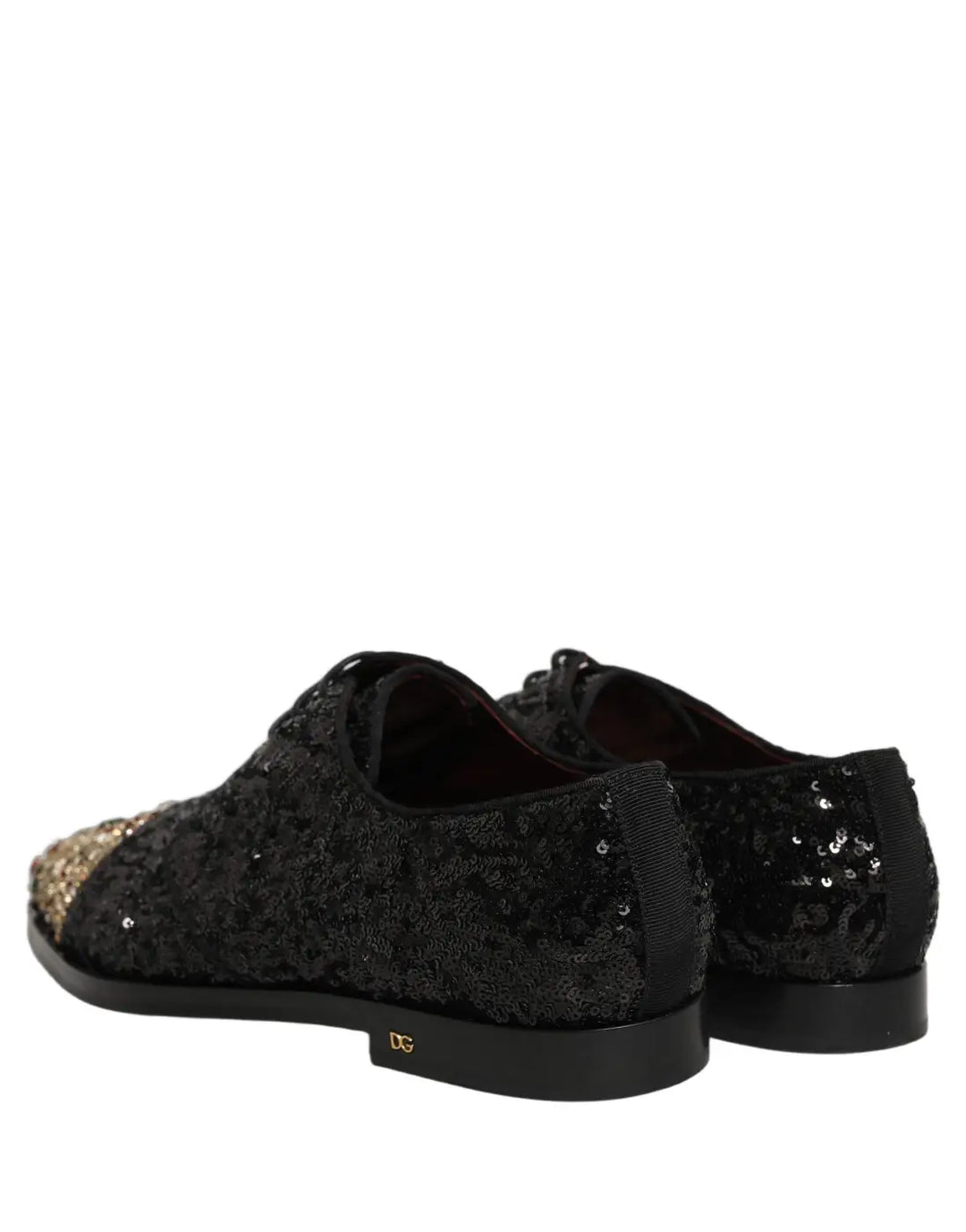 Dolce &amp; Gabbana Black Sequin Embellished Men Derby Dress Shoes