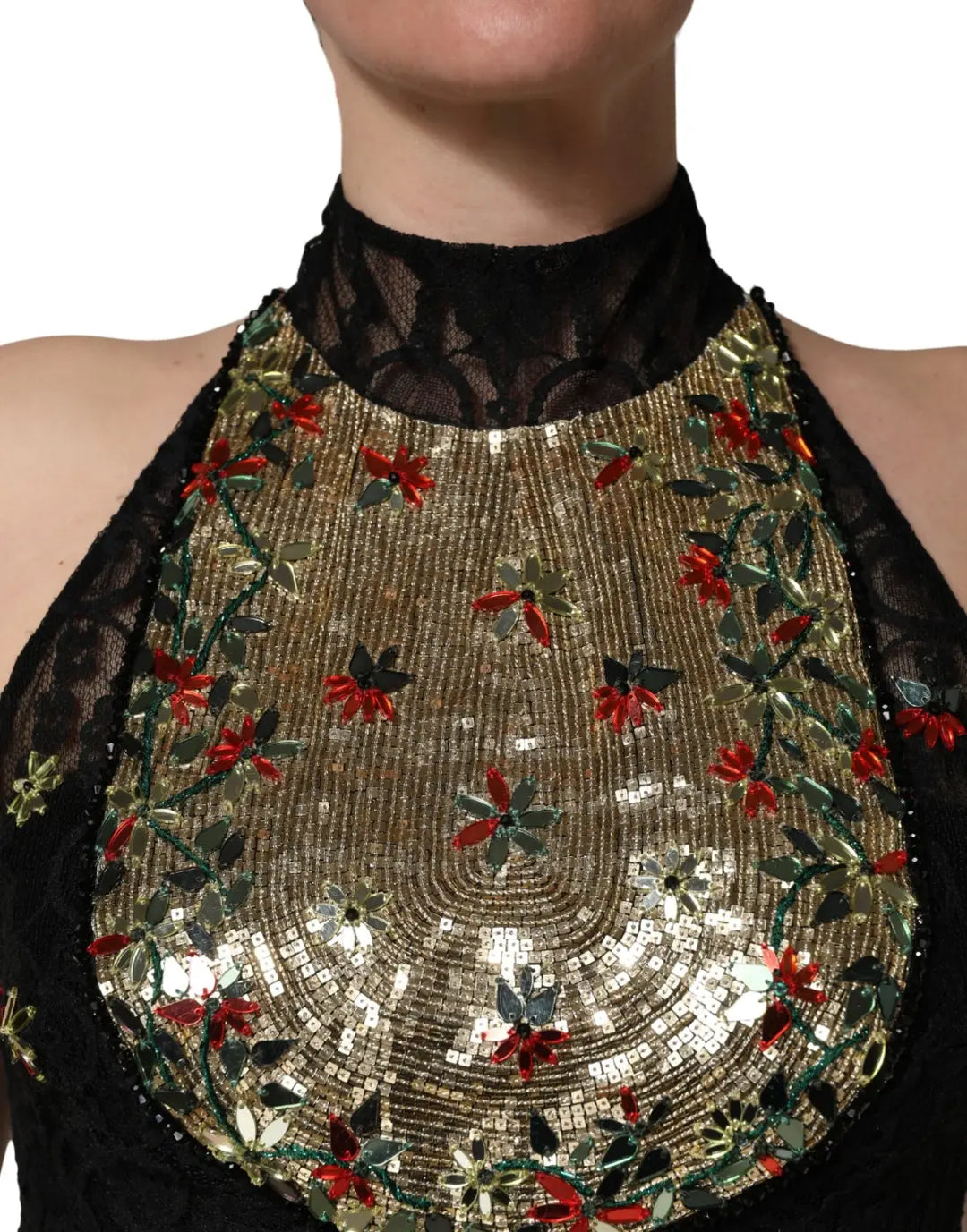 Dolce &amp; Gabbana Black Sequin Embellished Sheath Mini Dress