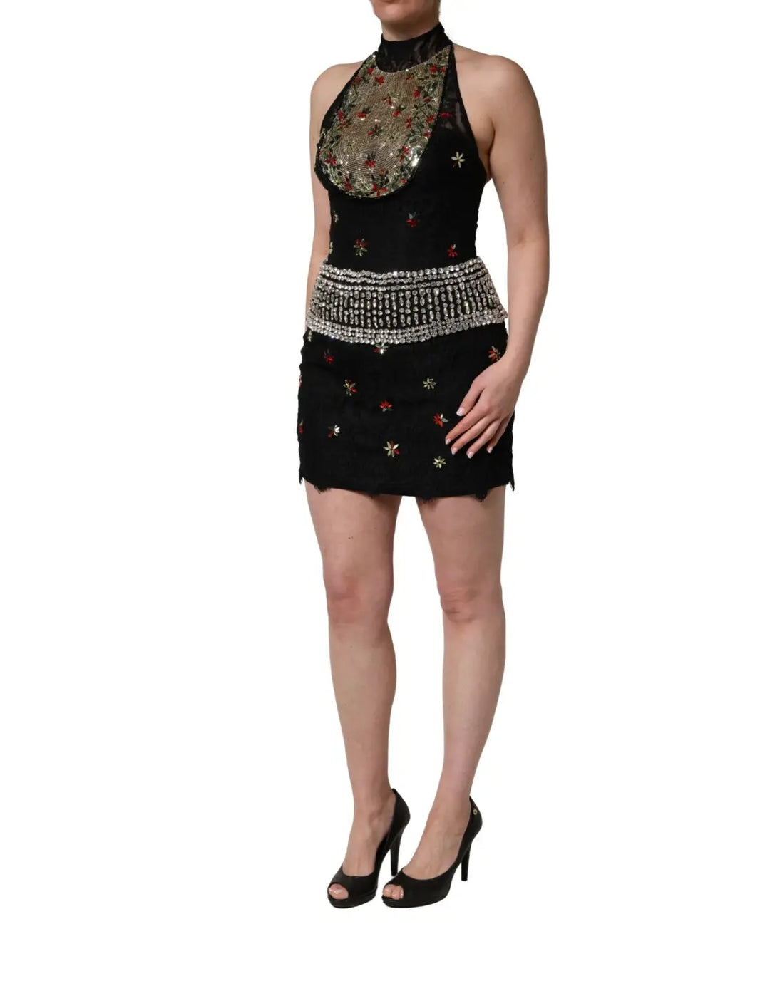 Dolce &amp; Gabbana Black Sequin Embellished Sheath Mini Dress