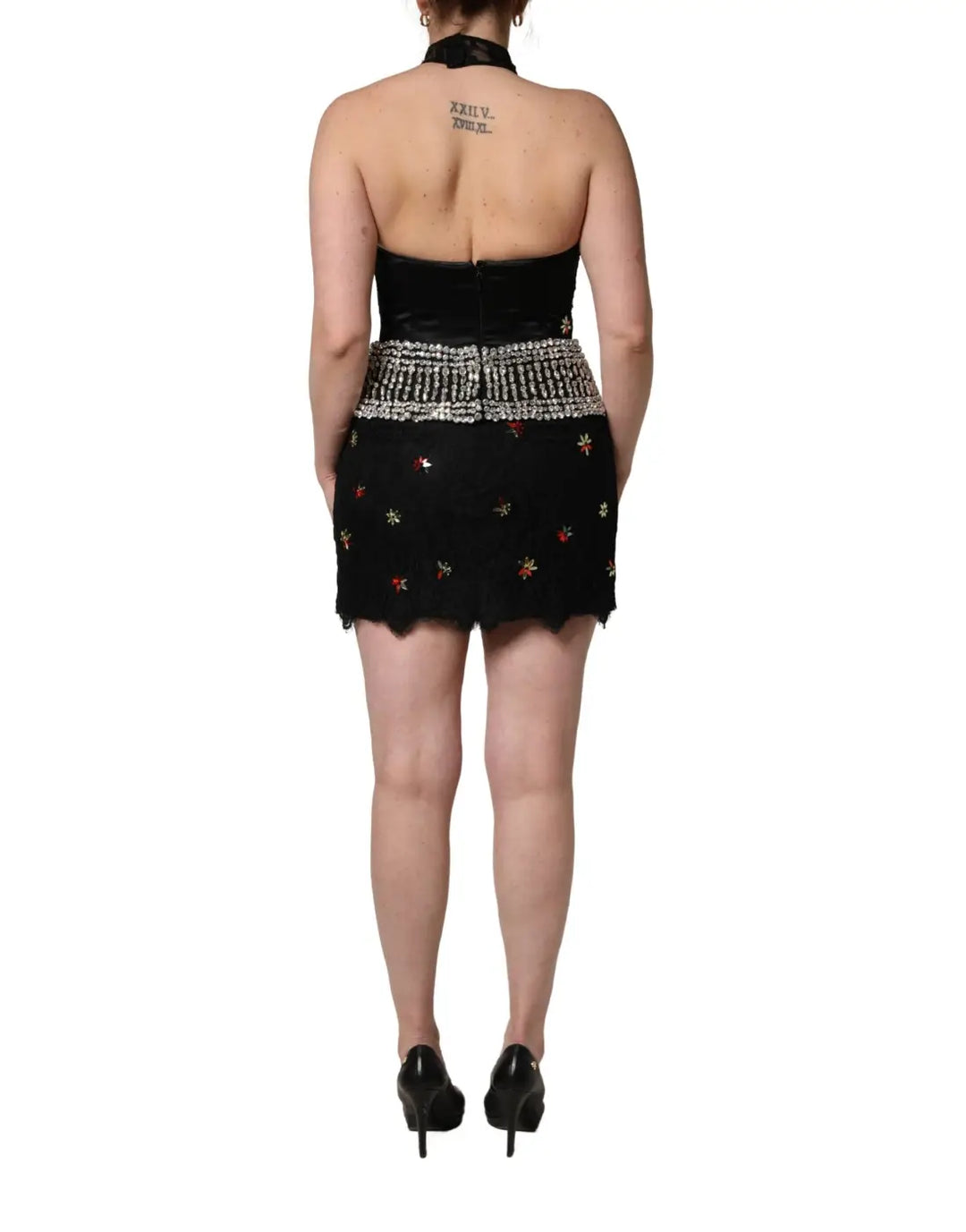 Dolce &amp; Gabbana Black Sequin Embellished Sheath Mini Dress