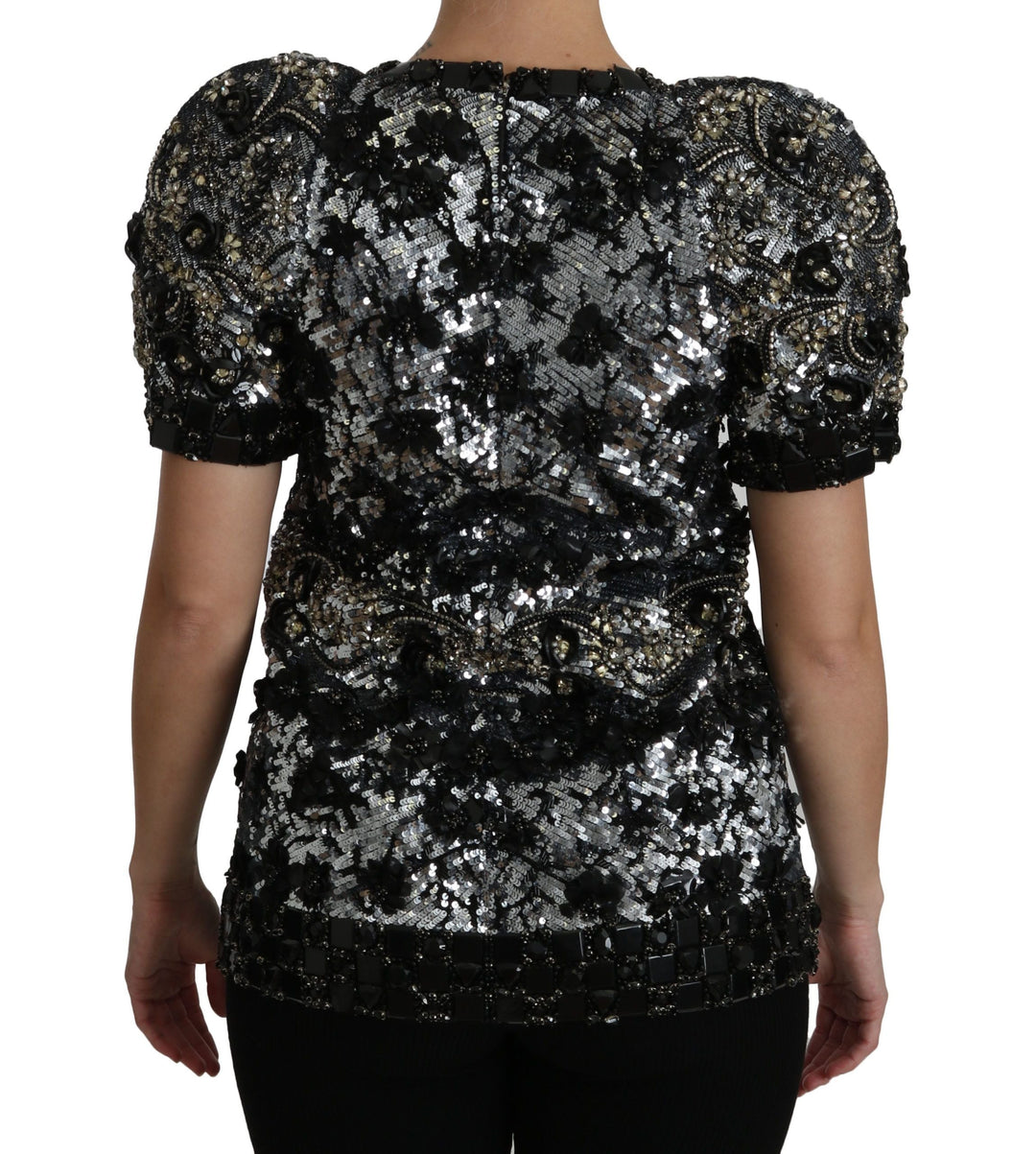 Dolce &amp; Gabbana Blouses - Women’s Black Sequined Crystal Embellished Top Blouse