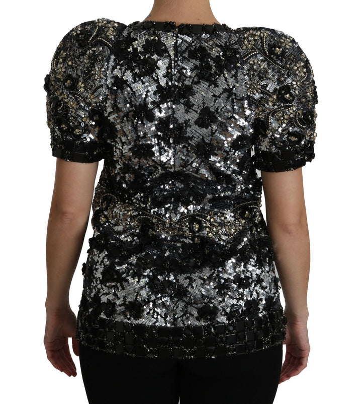Dolce &amp; Gabbana Blouses - Women’s Black Sequined Crystal Embellished Top Blouse