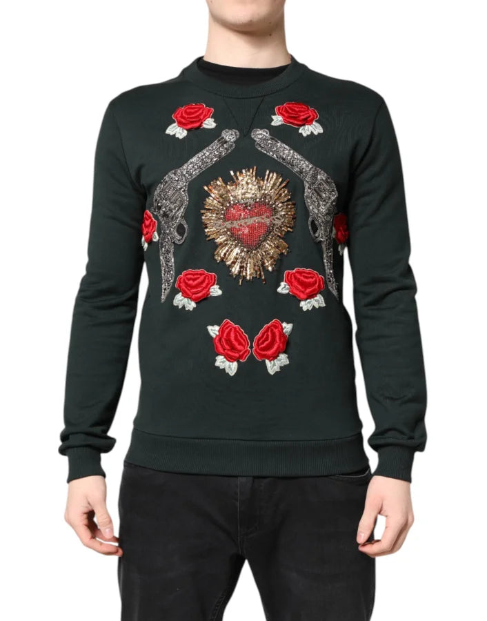 Dolce &amp; Gabbana Black Sequined Embellished Pullover Sweater