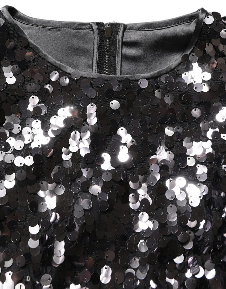 Dolce &amp; Gabbana Blouses - Women’s Black Sequined Long Sleeves Crop Blouse Top