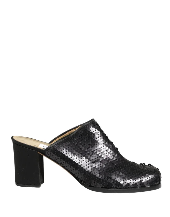 Dolce &amp; Gabbana Black Sequined Mules Shoes
