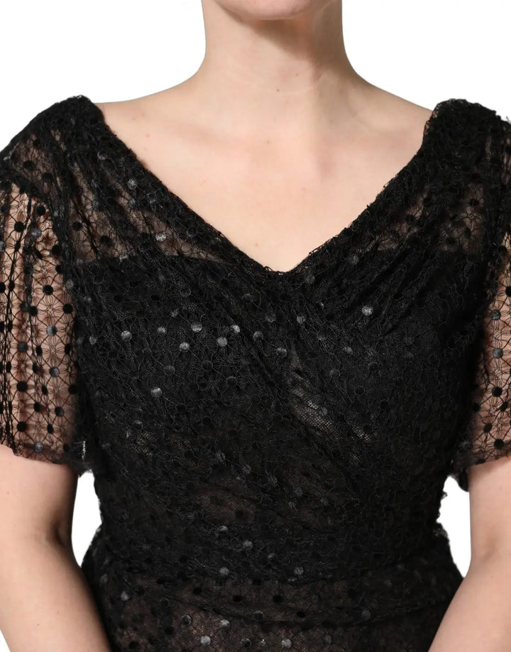 Dolce &amp; Gabbana Black Sequinned Mermaid Evening Gown Dress