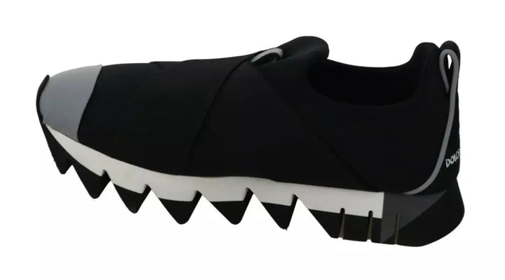 Dolce &amp; Gabbana Black Shark Neoprene Stretch Sneakers Shoes