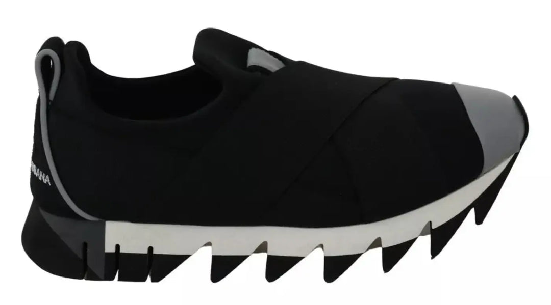 Dolce &amp; Gabbana Black Shark Neoprene Stretch Sneakers Shoes