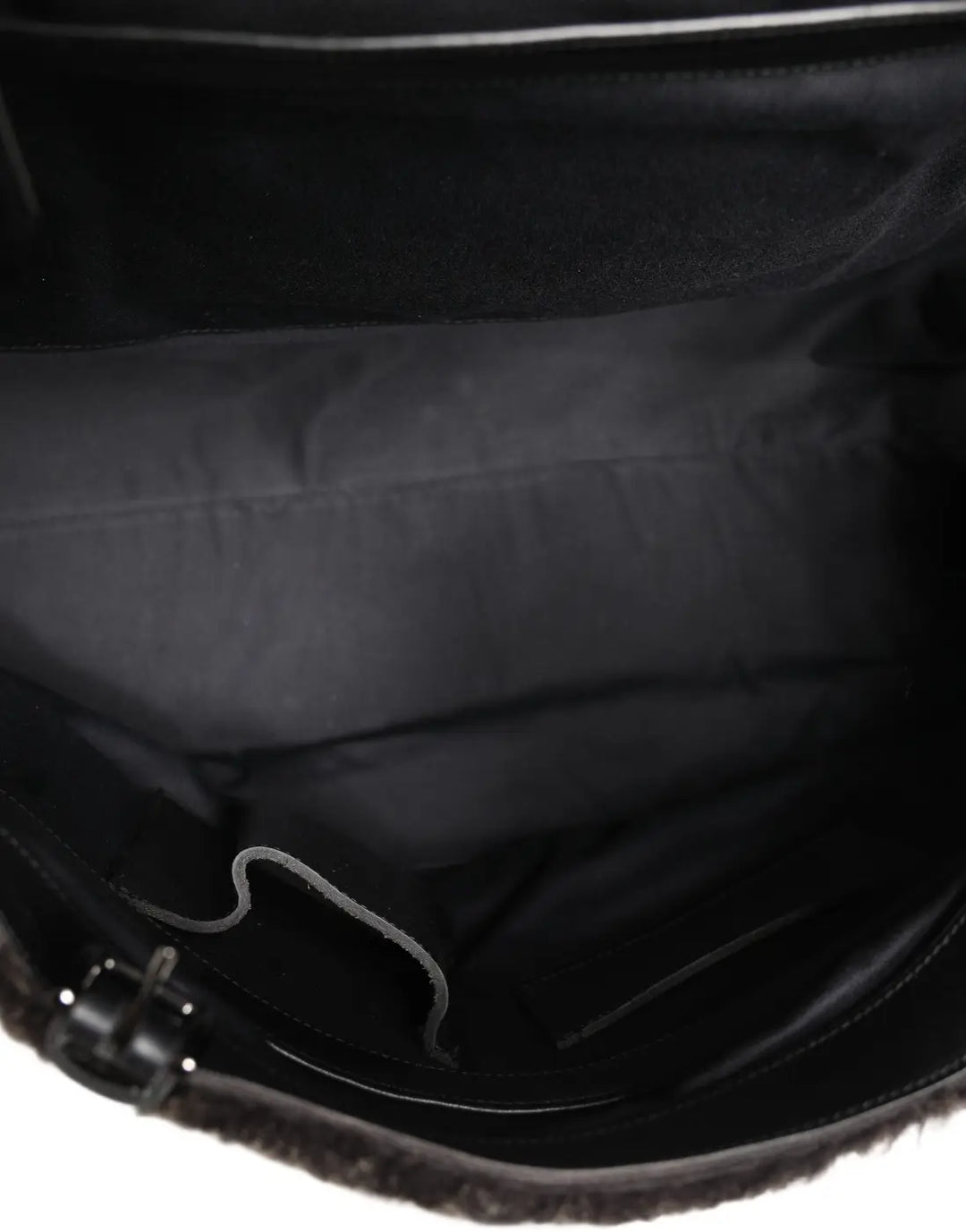 Dolce &amp; Gabbana Black Shearling Leather Messenger Shoulder Men Borse Bag